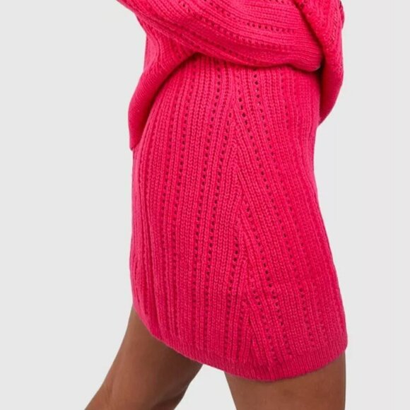 Boohoo by Nasty Gal Knitted Mini Skirt - Size Large - Hot Pink - NWT - Picture 3 of 8